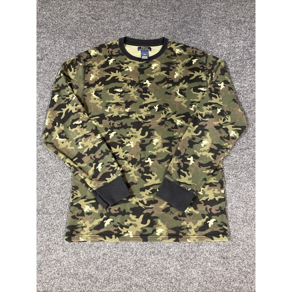 Polo Ralph Lauren Shirt Men's Large Multicolor 100% Cotton Camouflage Crew Neck